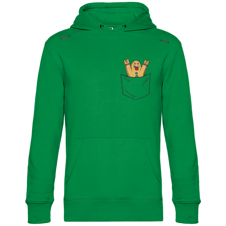 Lebkuchenmann Rockstar in Brusttasche - Herren Hoodie - Textilzauber
