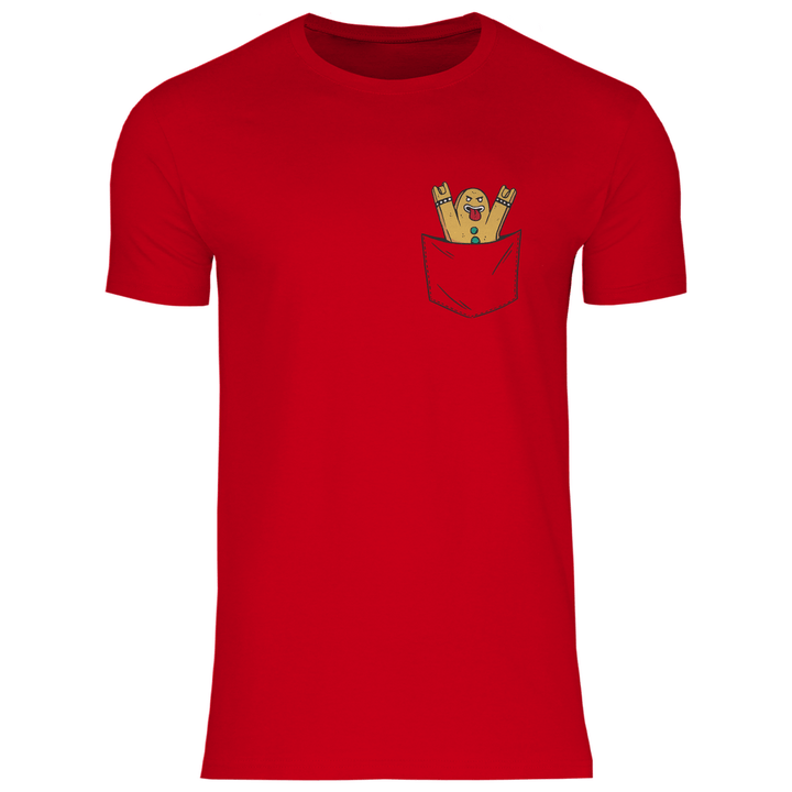 Lebkuchenmann Rockstar in Brusttasche - Herren T - Shirt - Textilzauber