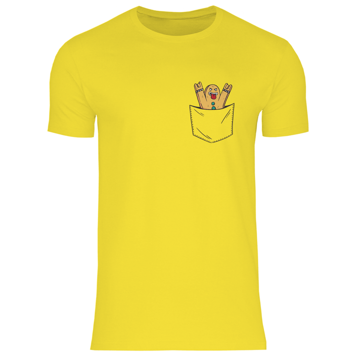 Lebkuchenmann Rockstar in Brusttasche - Herren T - Shirt - Textilzauber