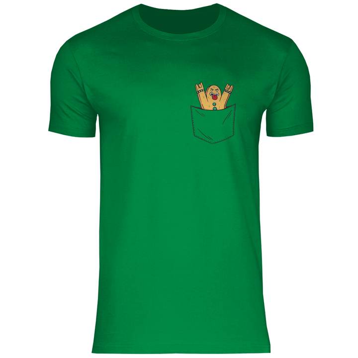 Lebkuchenmann Rockstar in Brusttasche - Herren T - Shirt - Textilzauber