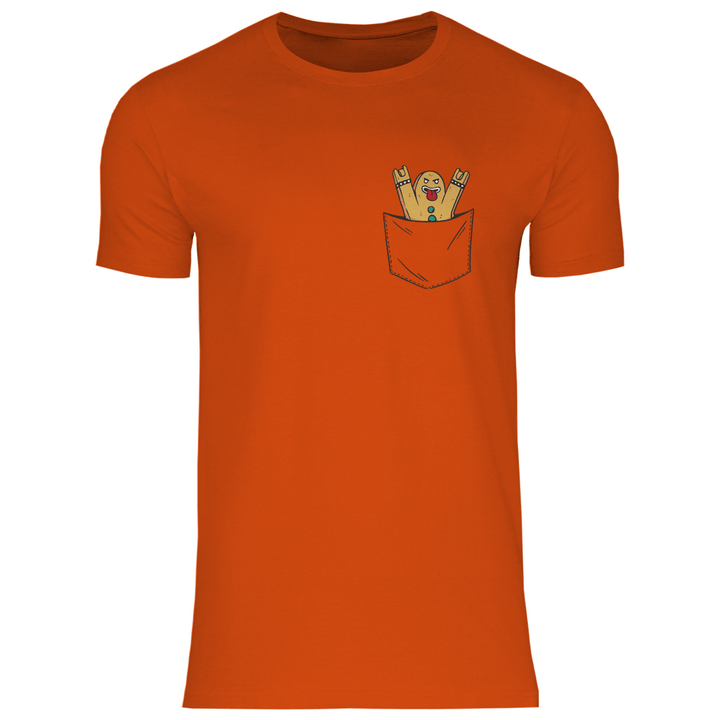 Lebkuchenmann Rockstar in Brusttasche - Herren T - Shirt - Textilzauber