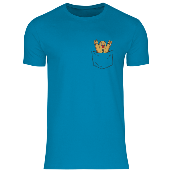 Lebkuchenmann Rockstar in Brusttasche - Herren T - Shirt - Textilzauber