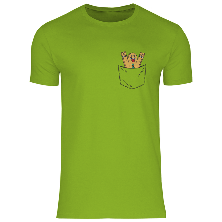 Lebkuchenmann Rockstar in Brusttasche - Herren T - Shirt - Textilzauber
