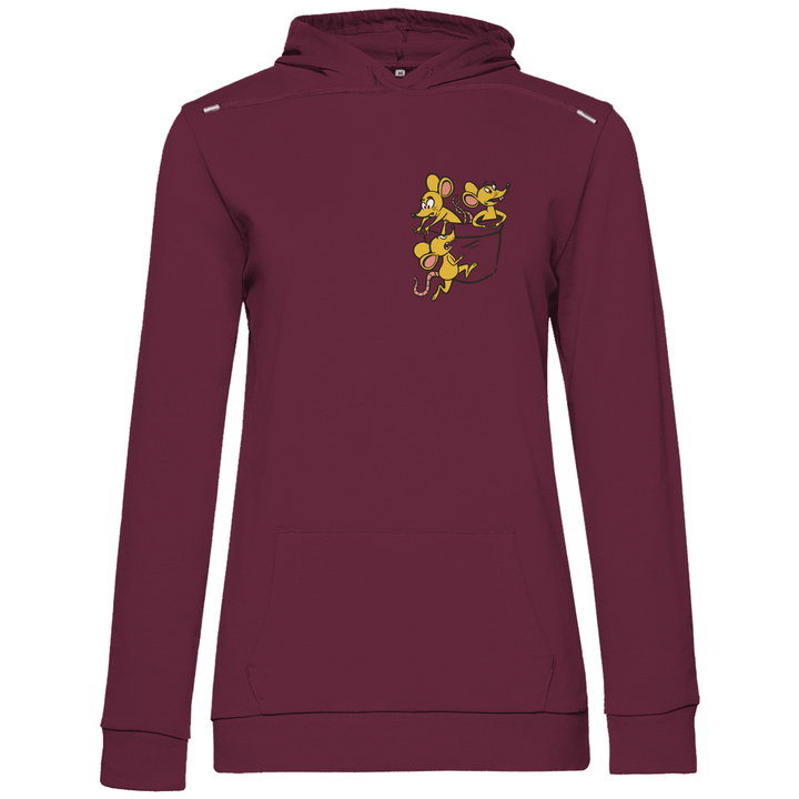 Mäuse in Brusttasche - Damen Hoodie - Textilzauber