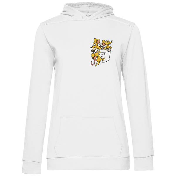 Mäuse in Brusttasche - Damen Hoodie - Textilzauber