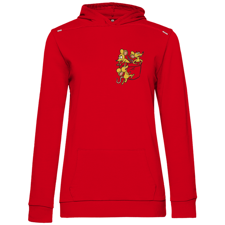 Mäuse in Brusttasche - Damen Hoodie - Textilzauber
