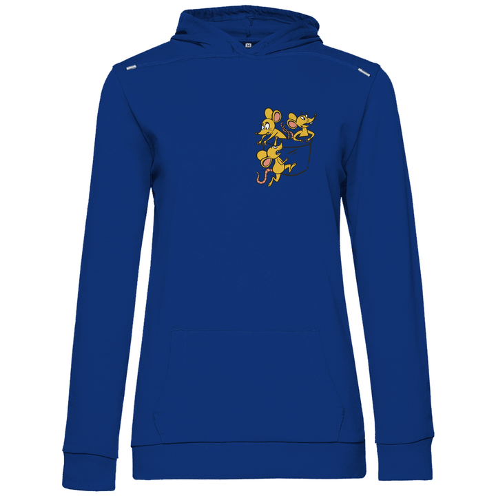 Mäuse in Brusttasche - Damen Hoodie - Textilzauber