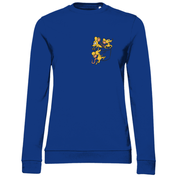 Mäuse in Brusttasche - Damen Sweatshirt - Textilzauber