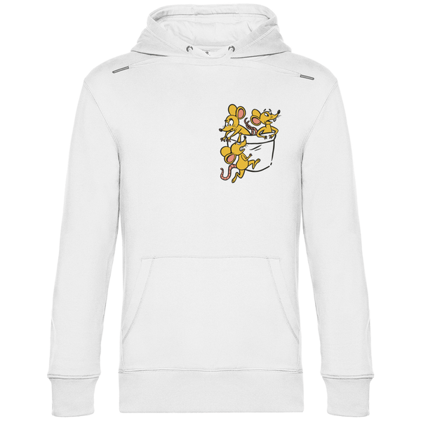 Mäuse in Brusttasche - Herren Hoodie - Textilzauber