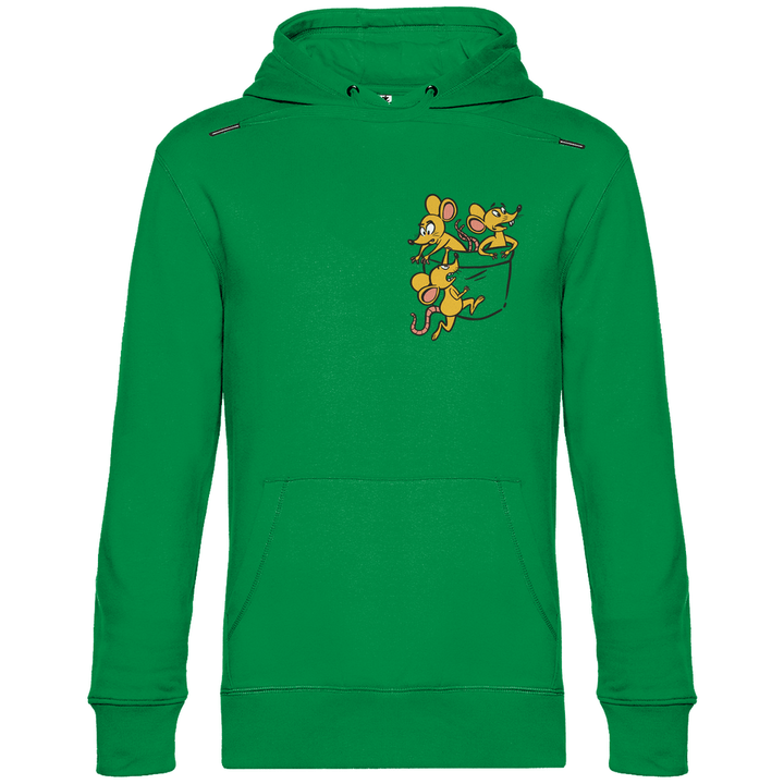 Mäuse in Brusttasche - Herren Hoodie - Textilzauber