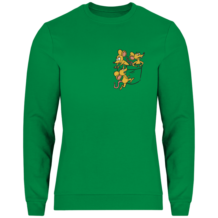 Mäuse in Brusttasche - Herren Sweatshirt - Textilzauber