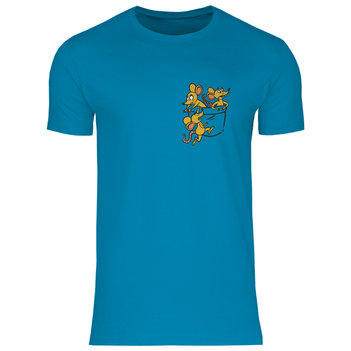 Mäuse in Brusttasche - Herren T - Shirt - Textilzauber