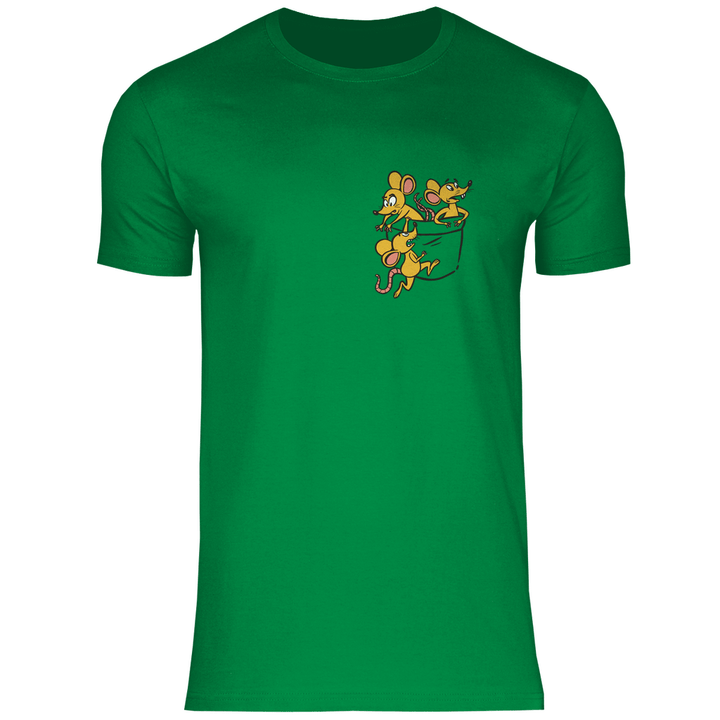 Mäuse in Brusttasche - Herren T - Shirt - Textilzauber