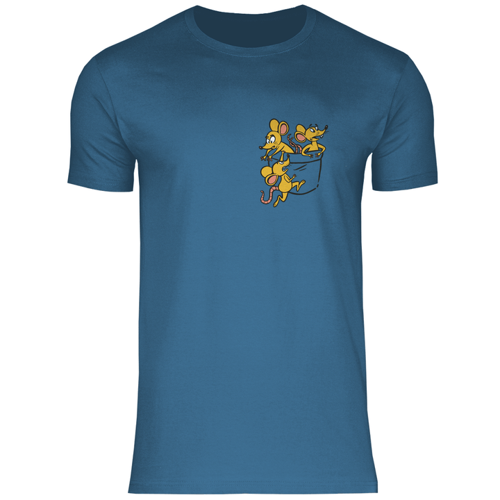 Mäuse in Brusttasche - Herren T - Shirt - Textilzauber