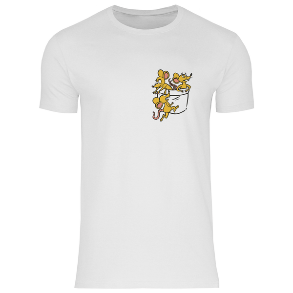 Mäuse in Brusttasche - Herren T - Shirt - Textilzauber