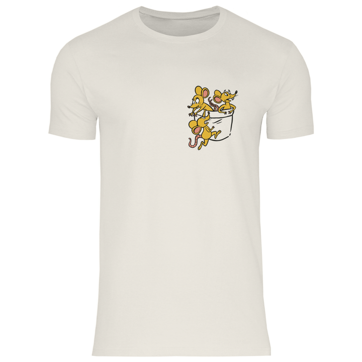 Mäuse in Brusttasche - Herren T - Shirt - Textilzauber