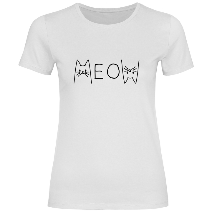 Meow Schriftzug - Damen T - Shirt - Textilzauber