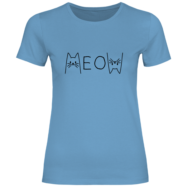 Meow Schriftzug - Damen T - Shirt - Textilzauber