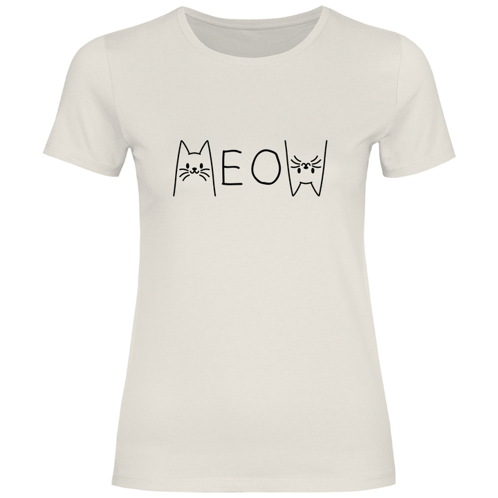 Meow Schriftzug - Damen T - Shirt - Textilzauber
