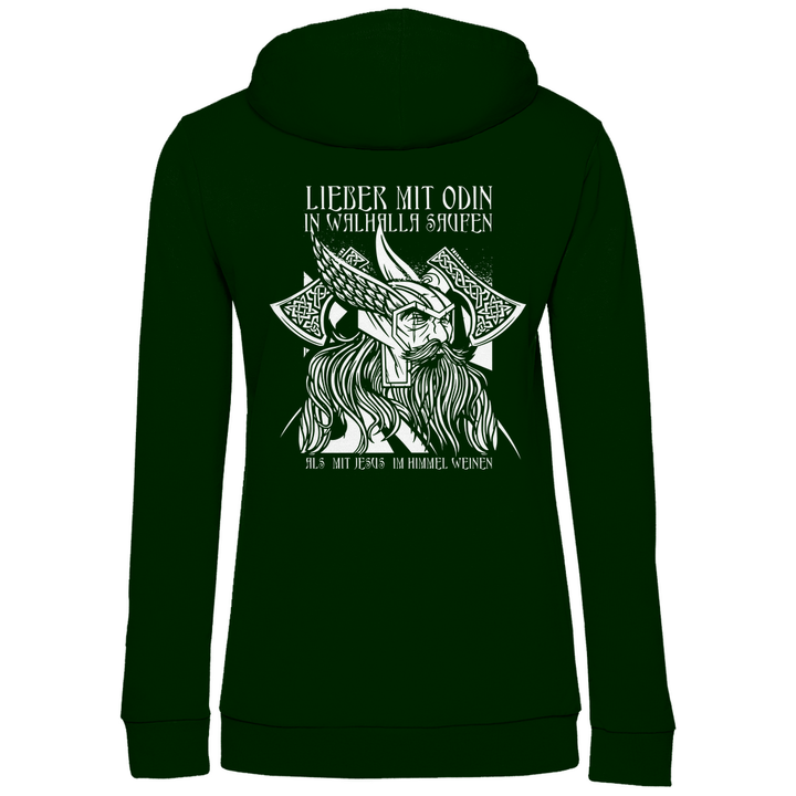 Mit Odin in Walhalla Saufen - Damen Hoodie mit Rückendruck - Textilzauber