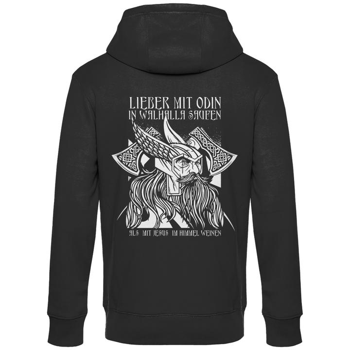 Mit Odin in Walhalla Saufen - Herren Hoodie mit Rückendruck - Textilzauber