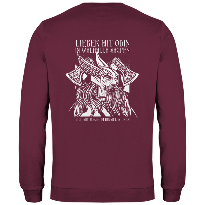 Mit Odin in Walhalla Saufen - Herren Sweatshirt mit Rückendruck - Textilzauber