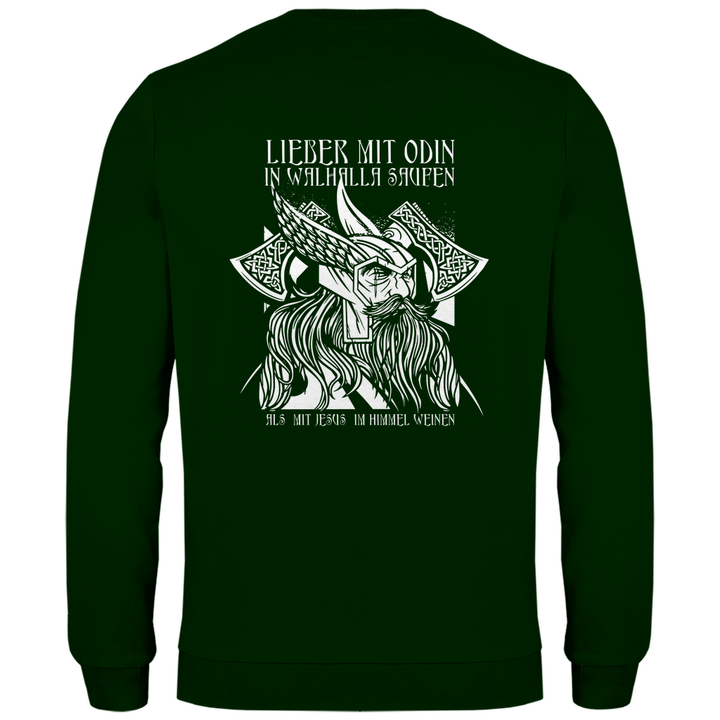 Mit Odin in Walhalla Saufen - Herren Sweatshirt mit Rückendruck - Textilzauber