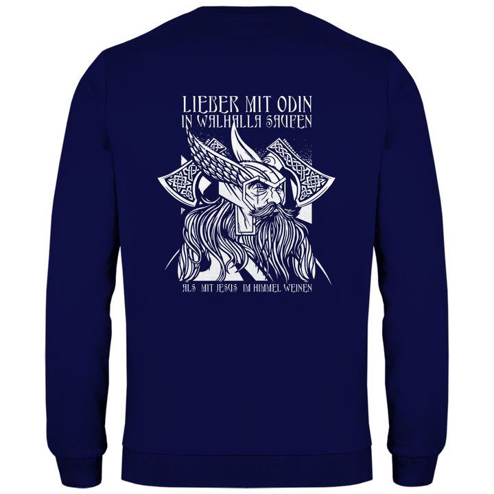 Mit Odin in Walhalla Saufen - Herren Sweatshirt mit Rückendruck - Textilzauber