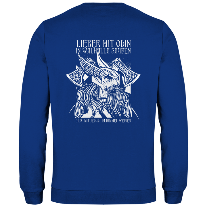 Mit Odin in Walhalla Saufen - Herren Sweatshirt mit Rückendruck - Textilzauber