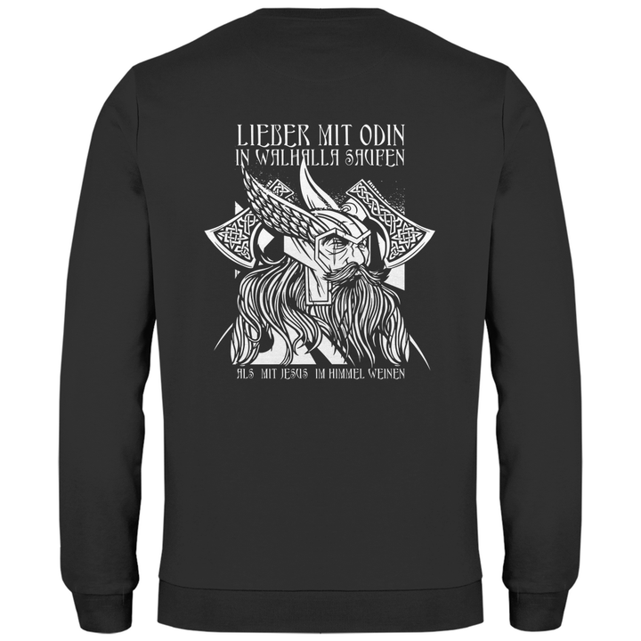 Mit Odin in Walhalla Saufen - Herren Sweatshirt mit Rückendruck - Textilzauber