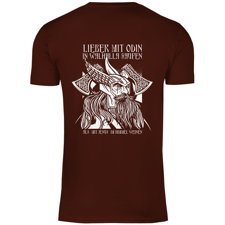 Mit Odin in Walhalla Saufen - Herren T - Shirt mit Rückendruck - Textilzauber