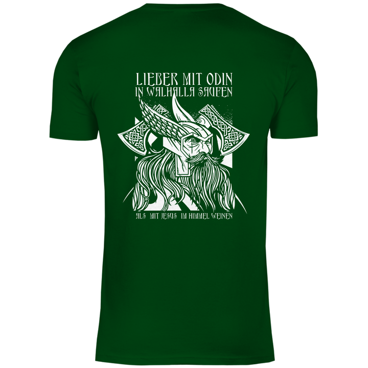 Mit Odin in Walhalla Saufen - Herren T - Shirt mit Rückendruck - Textilzauber