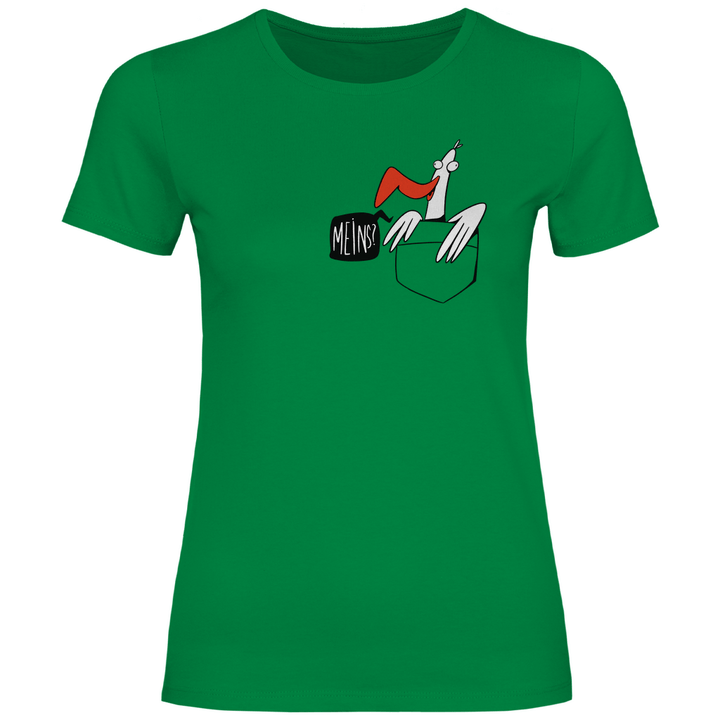Möwe in Brusttasche "Meins?" - Damen T - Shirt - Textilzauber
