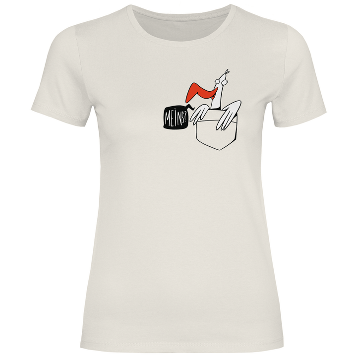 Möwe in Brusttasche "Meins?" - Damen T - Shirt - Textilzauber