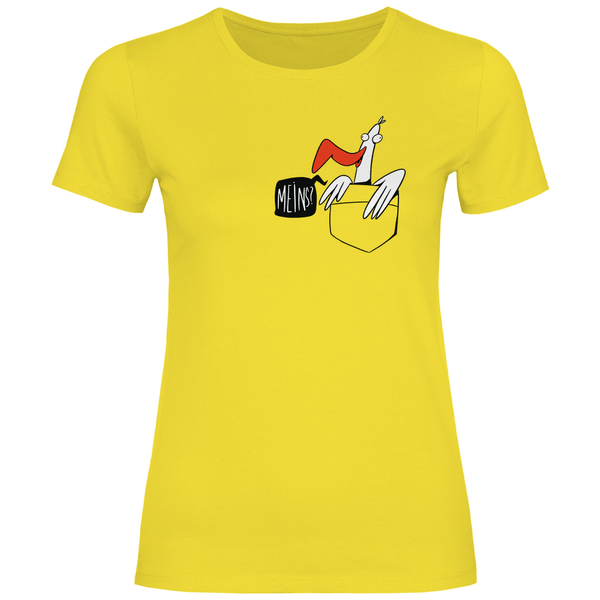 Möwe in Brusttasche "Meins?" - Damen T - Shirt - Textilzauber