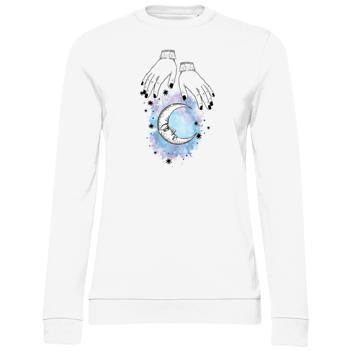 Mystische Mondhände - Damen Sweatshirt - Textilzauber