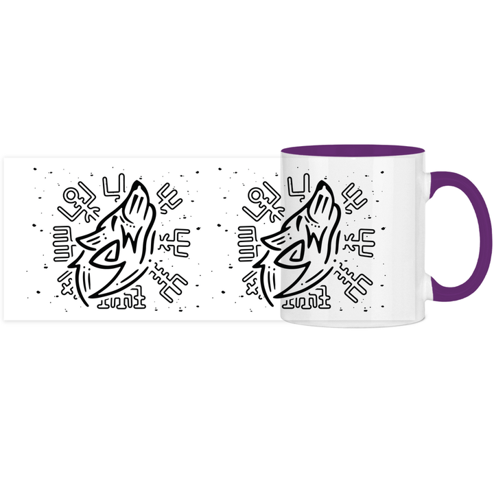 Nordischer Wächterwolf - Panorama Tasse Zweifarbig - Textilzauber