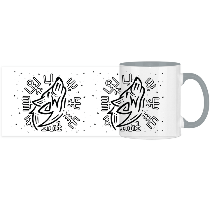 Nordischer Wächterwolf - Panorama Tasse Zweifarbig - Textilzauber