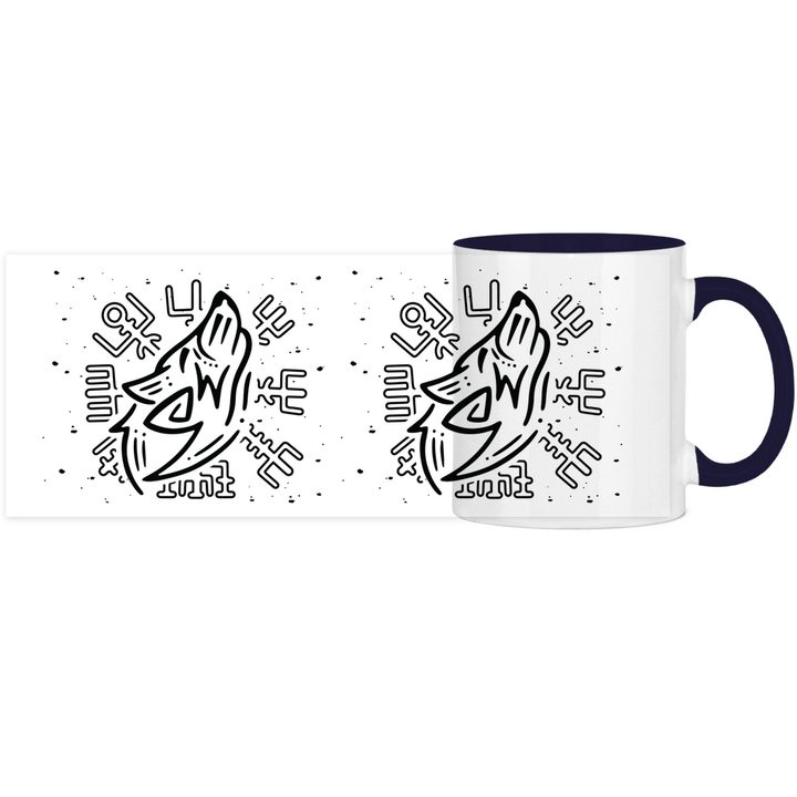Nordischer Wächterwolf - Panorama Tasse Zweifarbig - Textilzauber