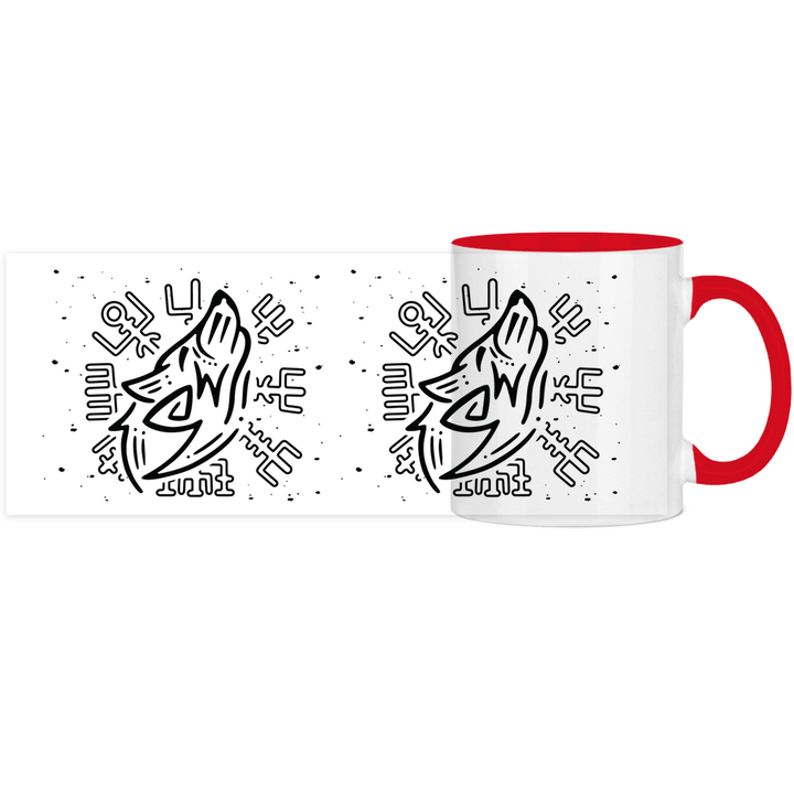 Nordischer Wächterwolf - Panorama Tasse Zweifarbig - Textilzauber