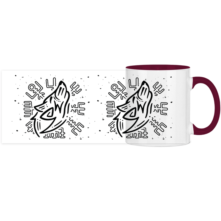 Nordischer Wächterwolf - Panorama Tasse Zweifarbig - Textilzauber