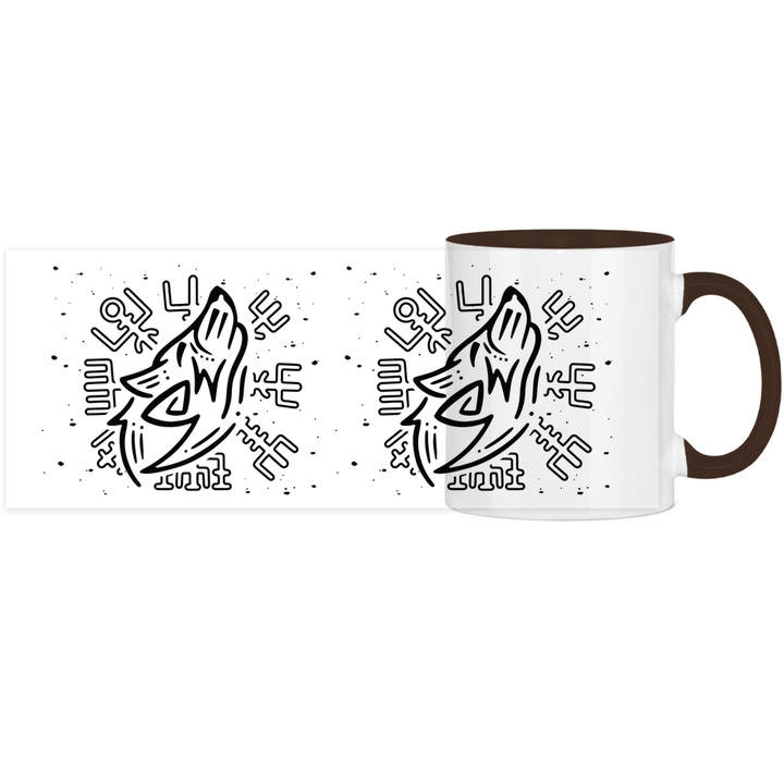 Nordischer Wächterwolf - Panorama Tasse Zweifarbig - Textilzauber