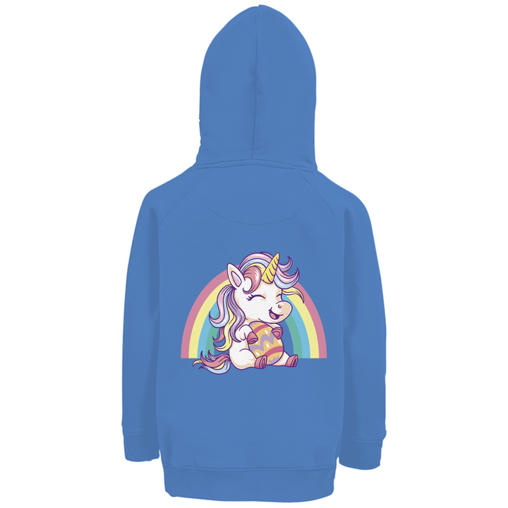 Ostereinhorn Premium Bio Kinderhoodie mit Rückendruck - Textilzauber