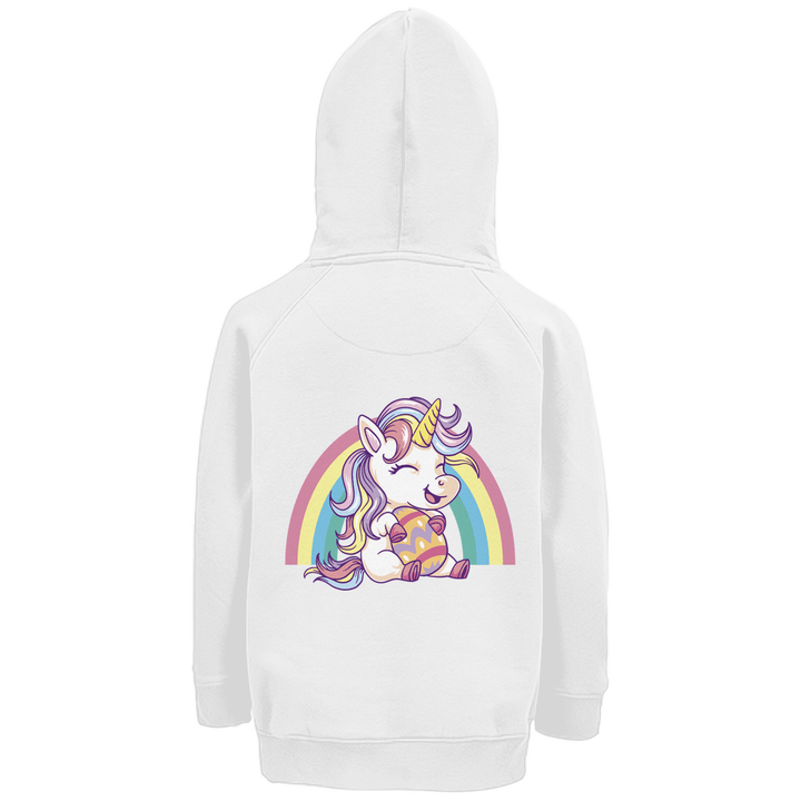 Ostereinhorn Premium Bio Kinderhoodie mit Rückendruck - Textilzauber